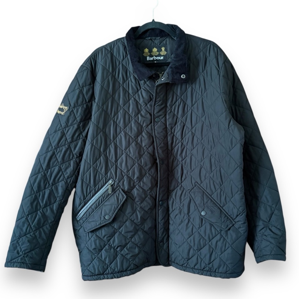 Barbour Men's Black Quilted Corduroy Collar Jacket Size XL